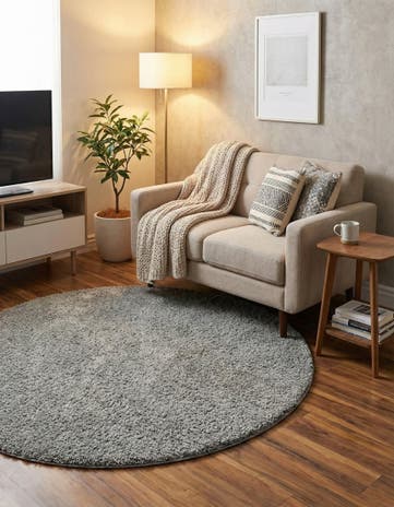 4' x 4' Soft Solid Shag Round Rug
