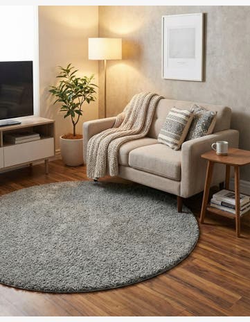 4' x 4' Soft Solid Shag Round Rug