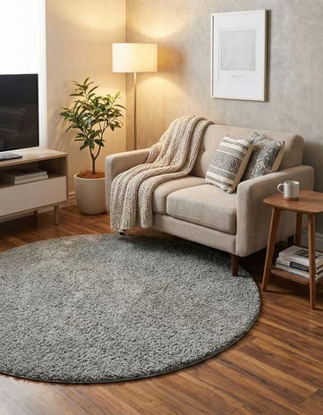 4' x 4' Soft Solid Shag Round Rug