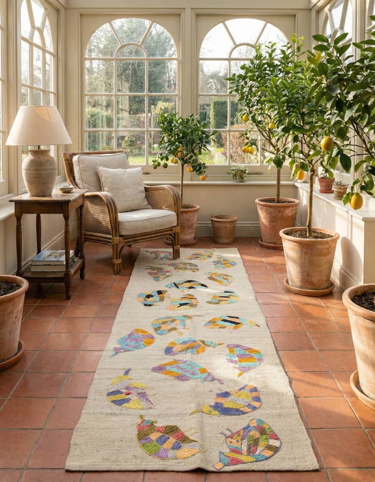 Detail image of 2' 3 x 7' 6  Hand Woven Kilim Suzani Wool Runner Rug