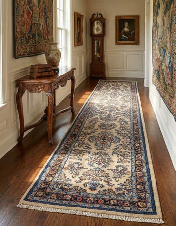2' 6 x 9' 9 Hand Knotted Sarough Oriental Wool Runner Rug