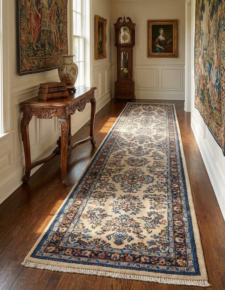 Detail image of 2' 6 x 9' 9  Hand Knotted Sarough Oriental Wool Runner Rug