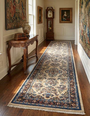 2' 6 x 9' 9 Hand Knotted Sarough Oriental Wool Runner Rug