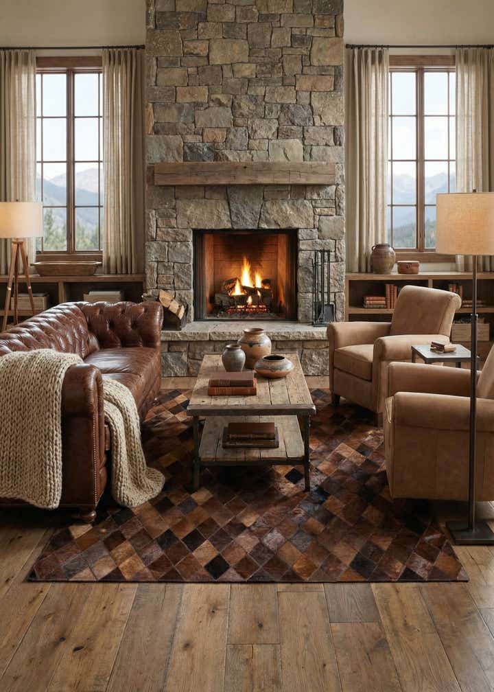 4' 8 x 6' 6 Cowhide Stocks Rug