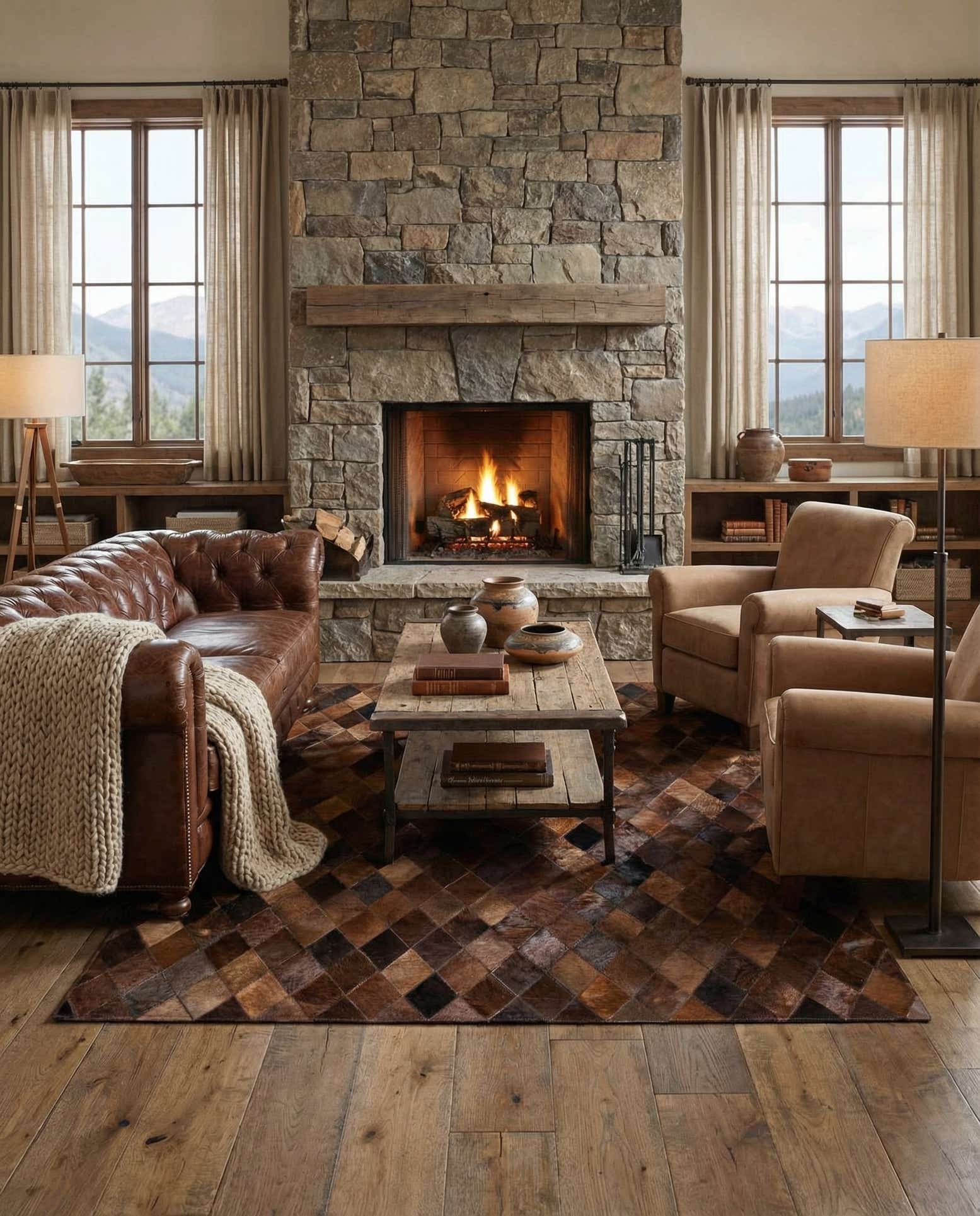 4' 8 x 6' 6 Cowhide Stocks Rug