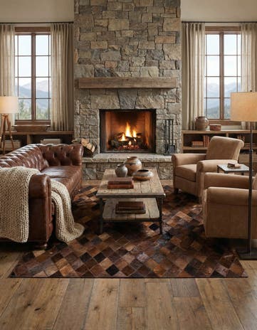 4' 8 x 6' 6 Cowhide Stocks Rug