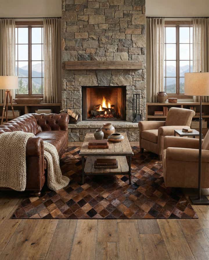 4' 8 x 6' 6 Cowhide Stocks Rug