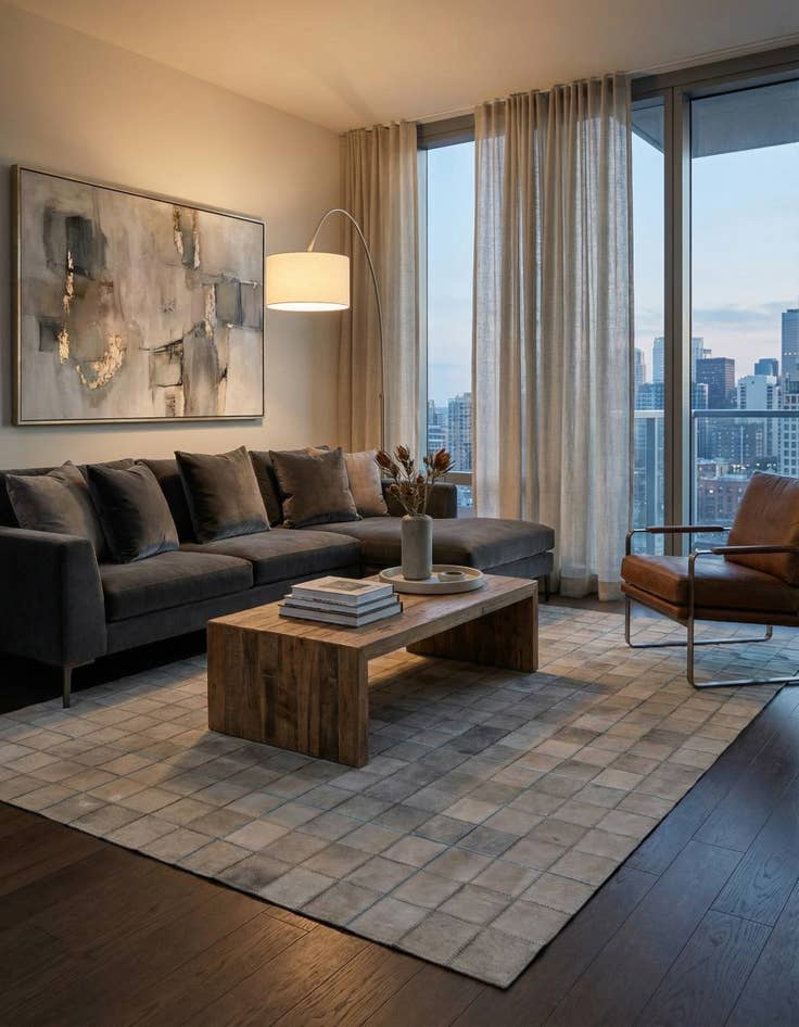 Detail image of 5' 1 x 7' 4 Cowhide Leather Rug