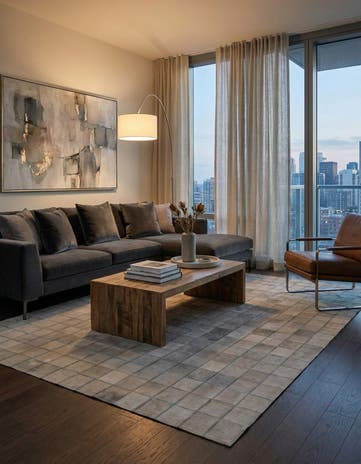 5' 1 x 7' 4 Cowhide Leather Rug