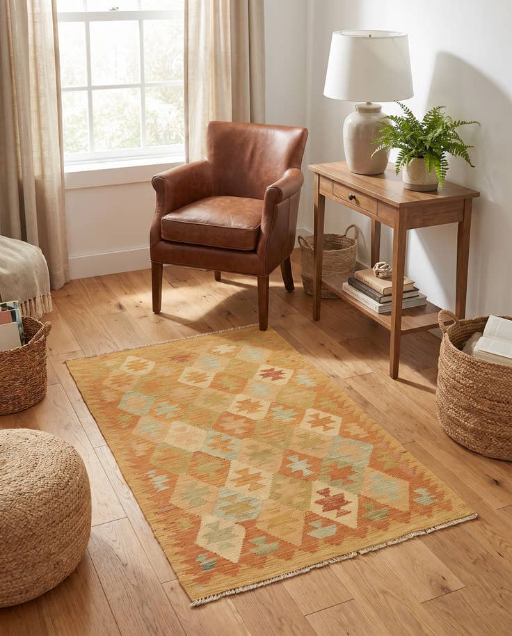 Detail image of 75cm x 120cm Hand Woven Kilim Waziri Wool Rug