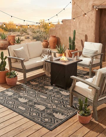 6' x 9' Easy-Clean Southwestern Indoor / Outdoor Rug