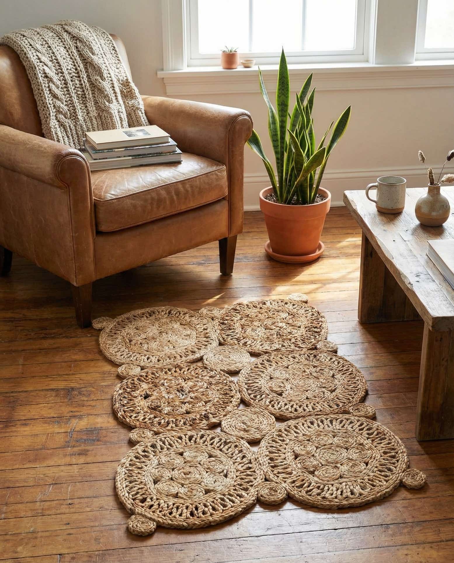 2' x 3' 1 Handmade Braided Jute Rug