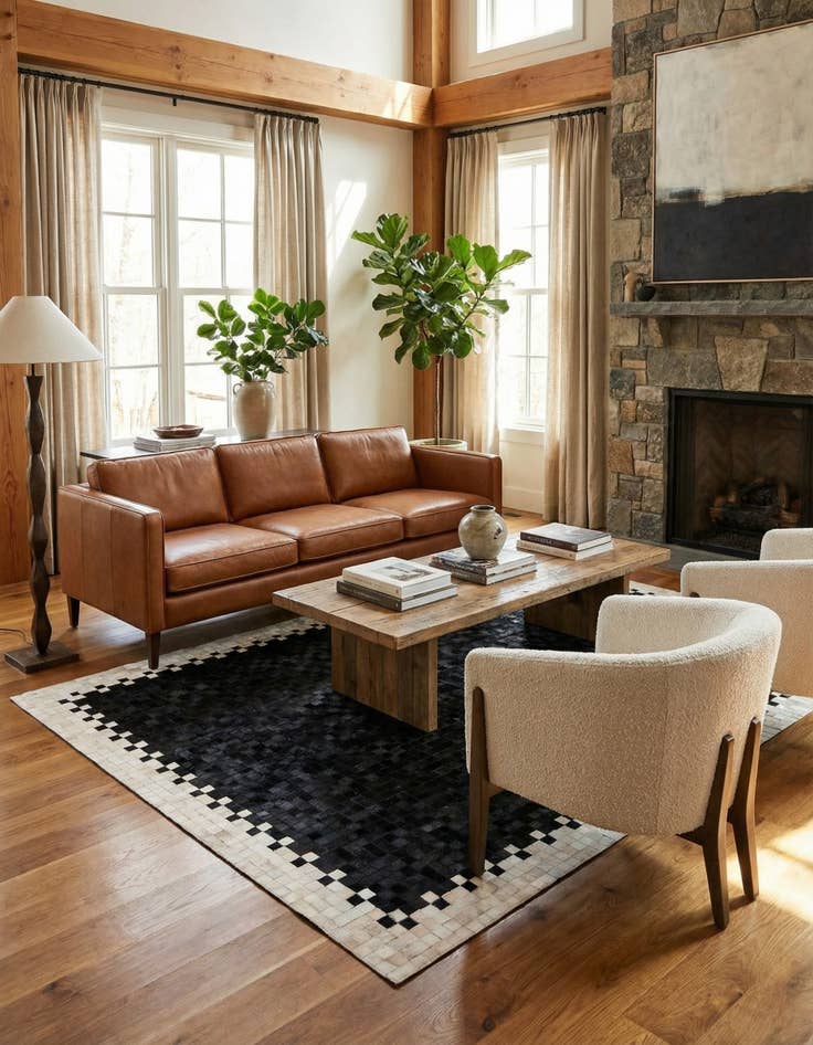 Detail image of 4' 11 x 7' 10 Cowhide Stocks Rug