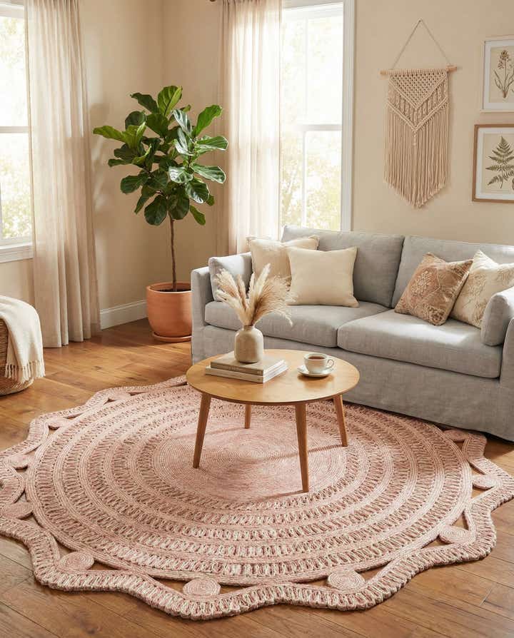 7' 10 x 7' 10 Handmade Braided Jute Round Rug