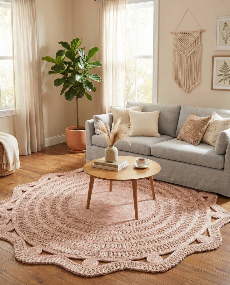 Detail image of 7' 10 x 7' 10 Handmade Braided Jute Round Rug