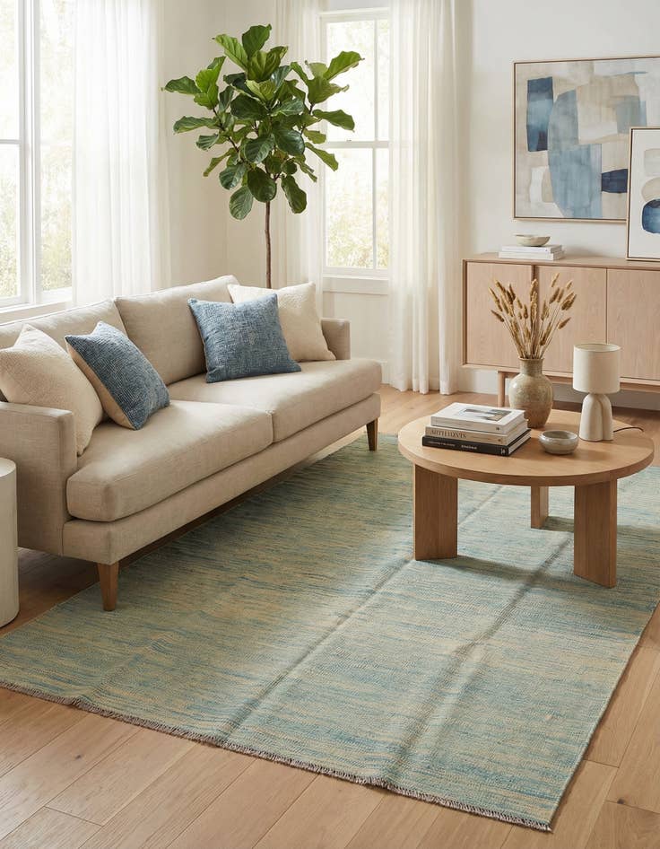 Detail image of 4' 2 x 6' 5  Hand Woven Kilim Modern Wool Rug