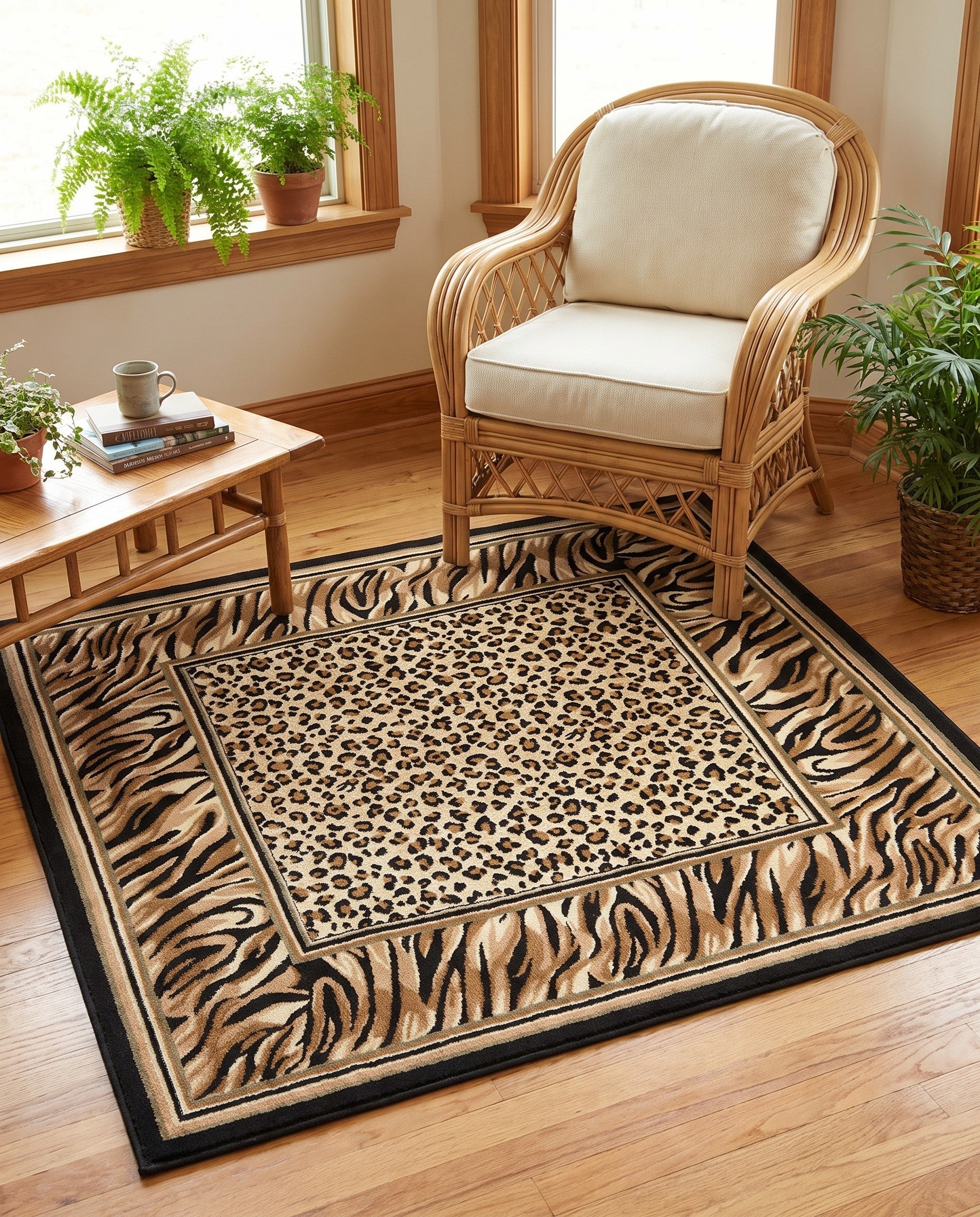 Light Brown Savannah Square Rug