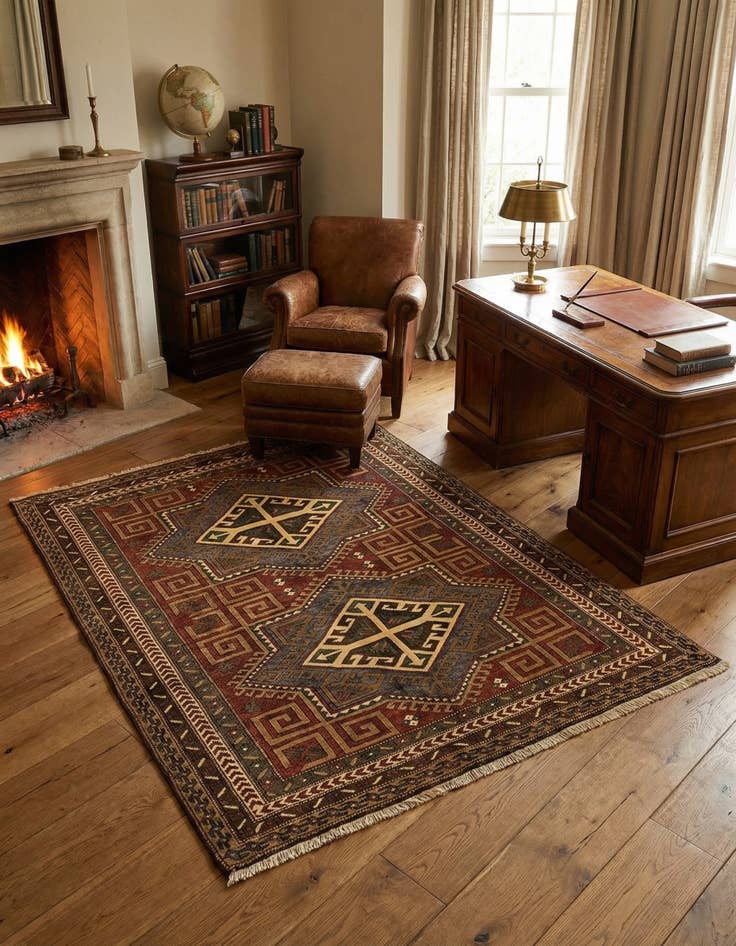 Detail image of 5' x 6' 4  Hand Knotted Kars Wool Rug