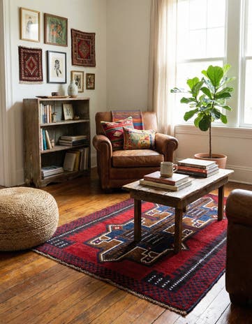 2' 9 x 4' 7 Hand Knotted Balouch Persian Wool Rug
