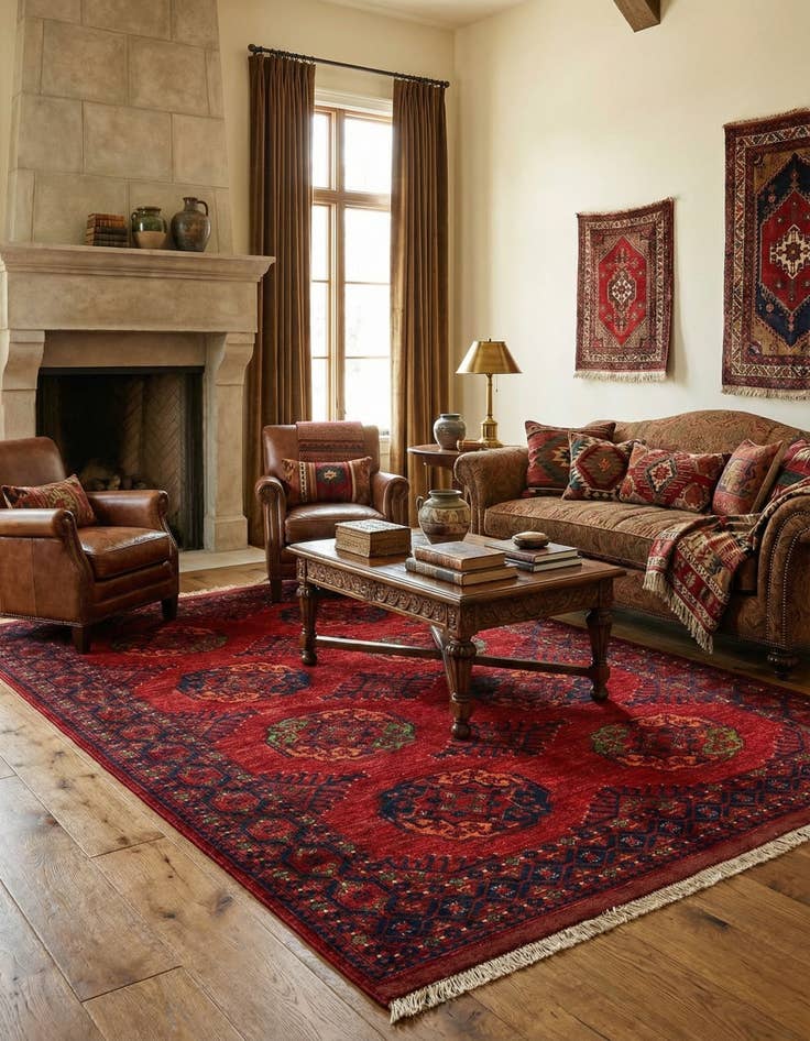 Detail image of  5' 9 x 7' 10 Ersari Afghan Wool Rug