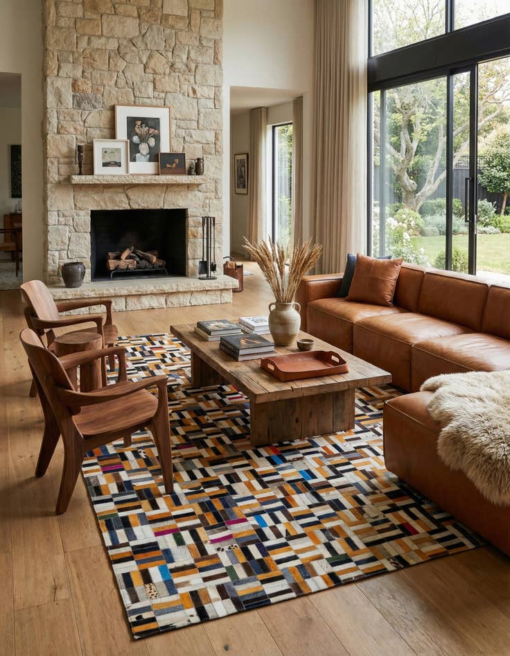 Detail image of  5' 2 x 8' 1 Cowhide - Patchwork Rug