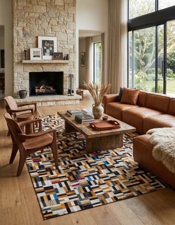 5' 2 x 8' 1 Cowhide - Patchwork Rug