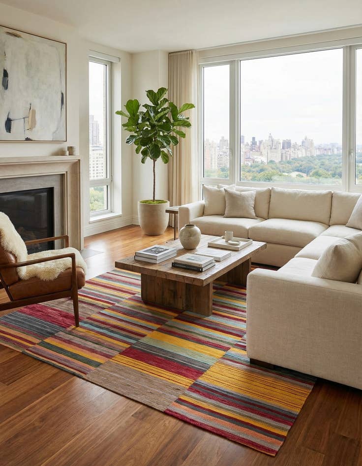 Detail image of  7' 2 x 9' 5  Hand Woven Kilim Modern Wool Rug