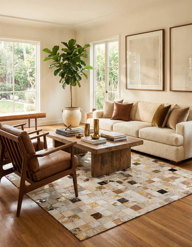 Detail image of 5' 1 x 7' 10 Cowhide Stocks Rug