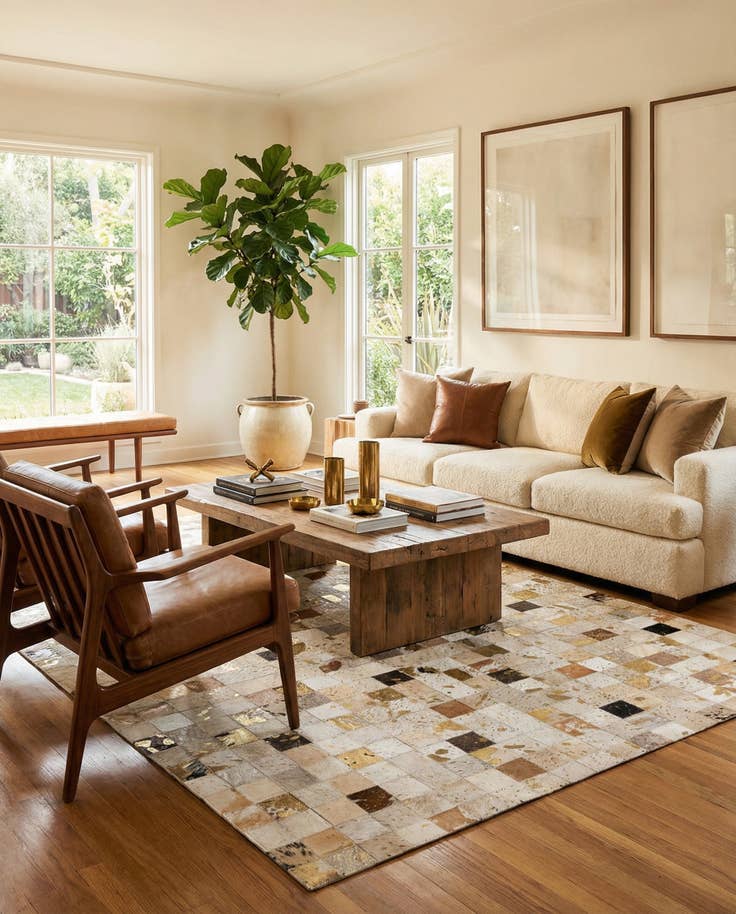 Detail image of 5' 1 x 7' 10 Cowhide Stocks Rug