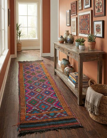 2' x 8' 5 Hand Knotted Kilim Fars Persian Wool Runner Rug