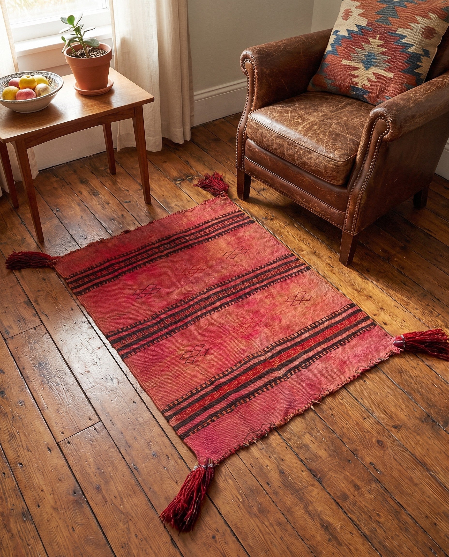 2' 10 x 3' 5 Hand Woven Kilim Fars Wool Square Rug