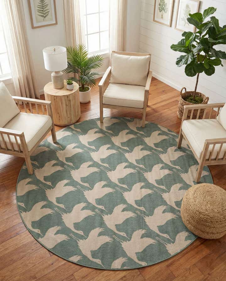 7' 10 x 7' 10 Easy-Clean Coastal Indoor / Outdoor Round Rug