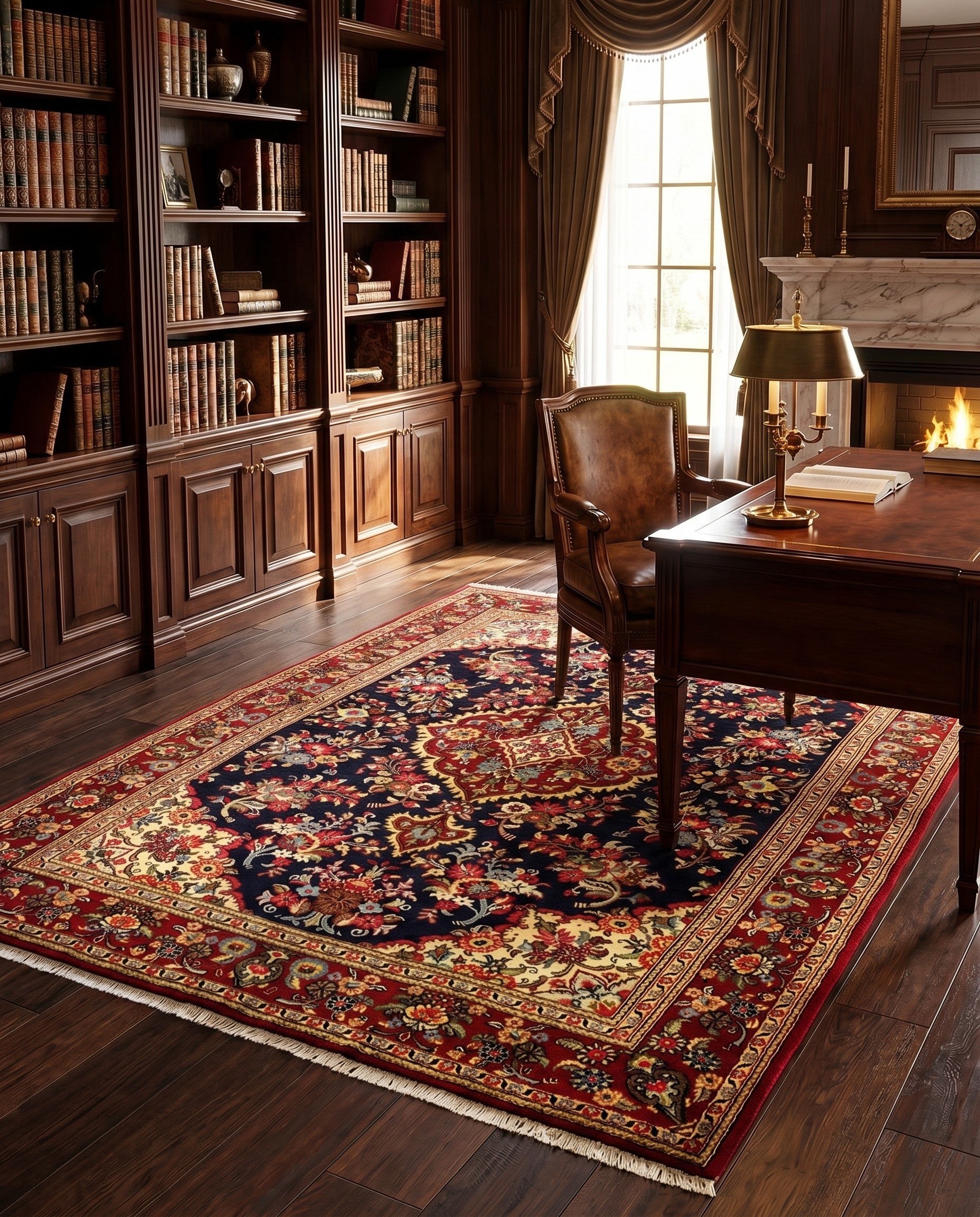 4' 8 x 6' 6 Hand Knotted Qom Persian Rug