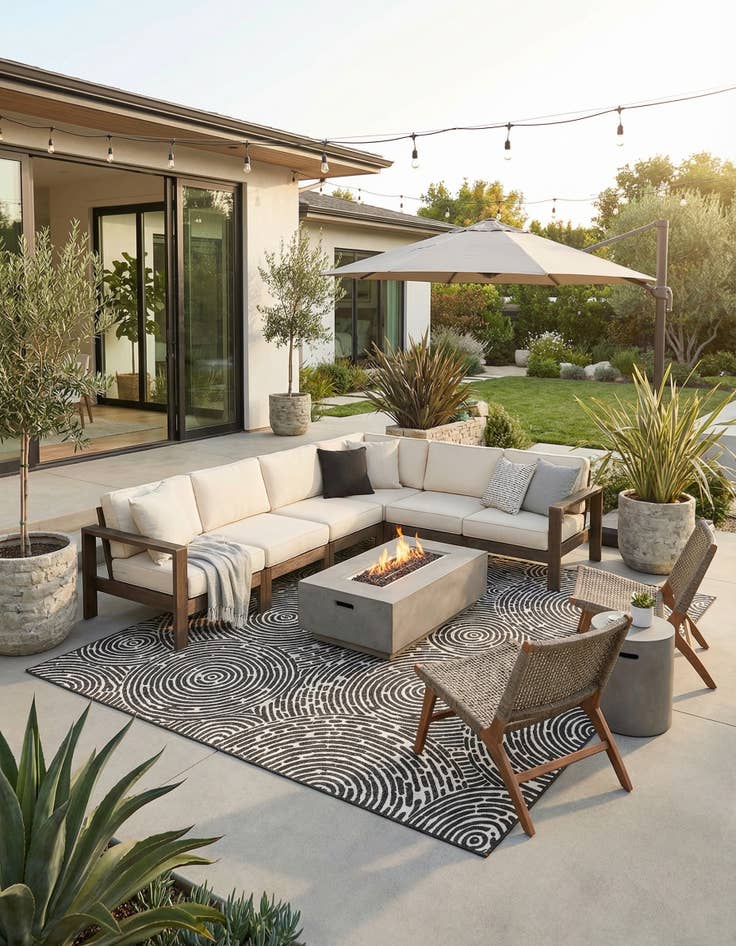 Detail image of  12' x 12'  Washable Modern Indoor / Outdoor Square Rug