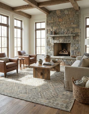 6' 11 x 10' 2 Hand Woven Kilim Maymana Wool Rug