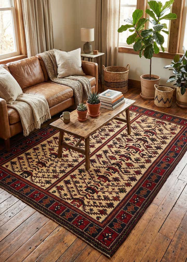 7' 1 x 9' 7 Hand Knotted Sumak Oriental Wool Rug