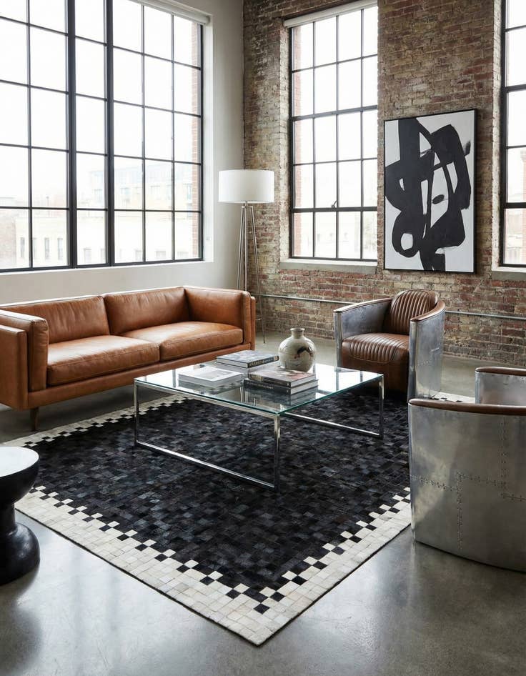 Detail image of 5' 2 x 8' Cowhide Stocks Rug