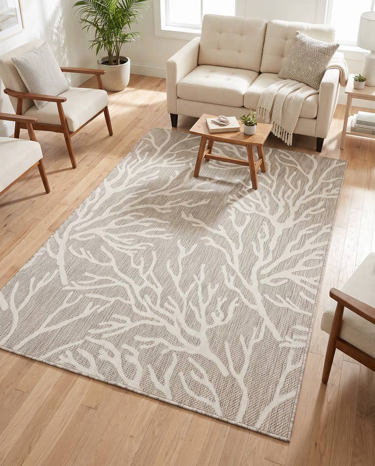 Detail image of 5' 3 x 7' Easy-Clean Coastal Indoor / Outdoor Rug