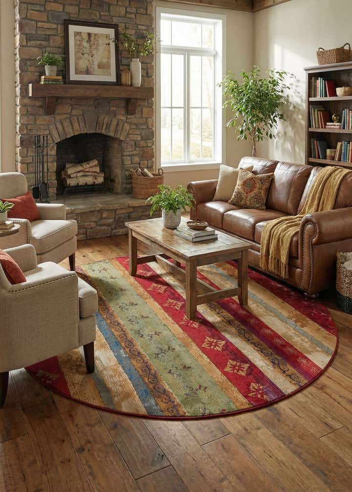 10' x 10' Easy-Clean Modern Indoor / Outdoor Round Rug