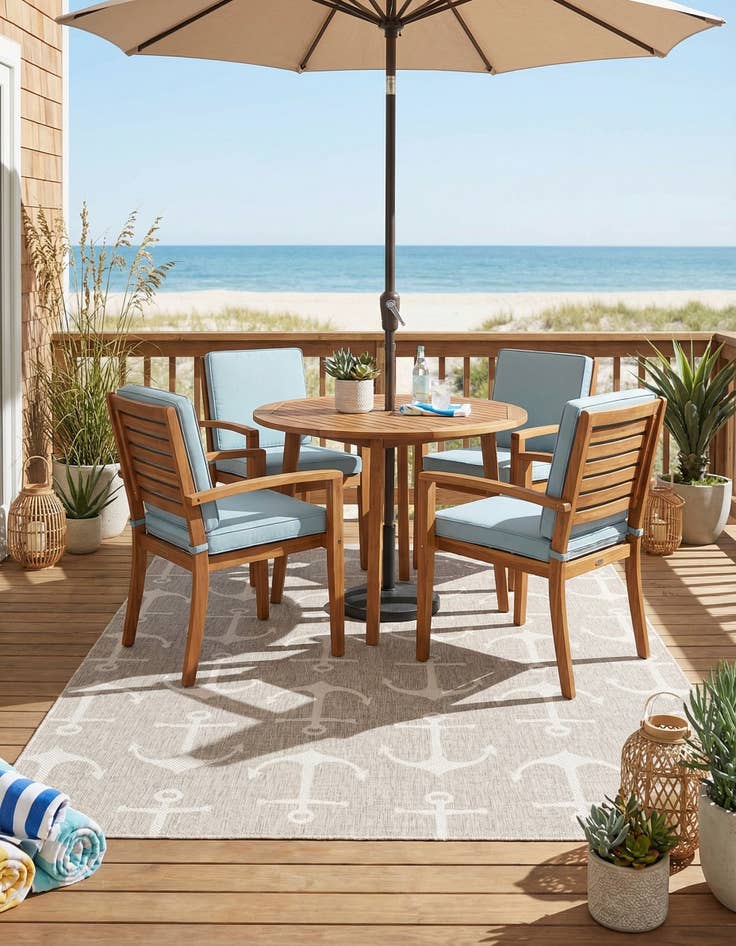 Detail image of 7' x 10'  Washable Coastal Indoor / Outdoor Rug