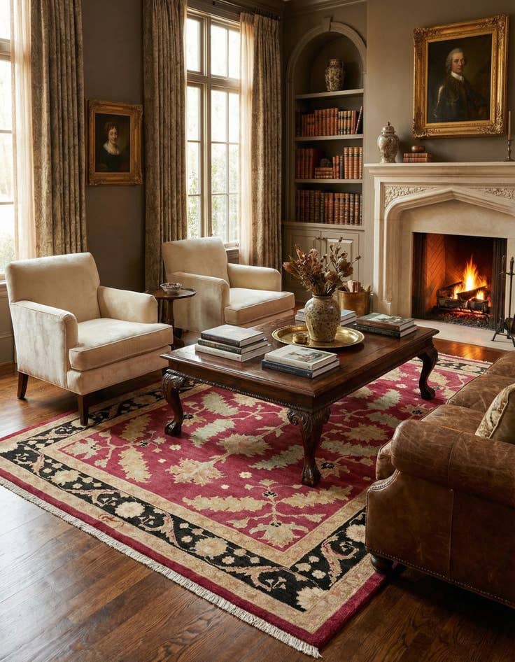 Detail image of 5' 3 x 7' 3  Hand Knotted Ziegler Wool Rug