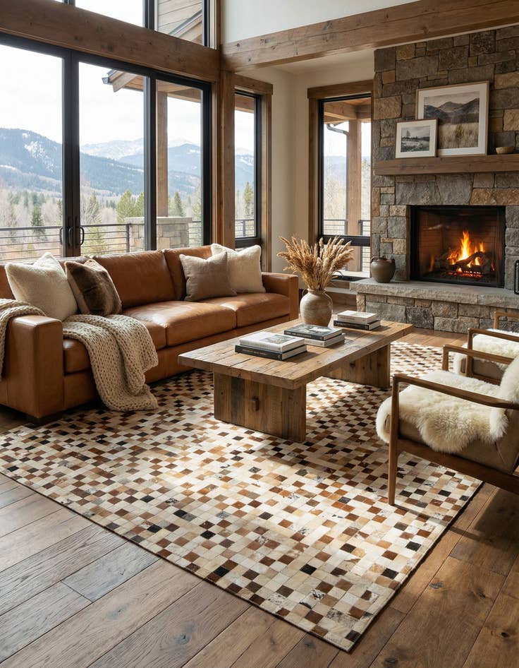 Detail image of  8' 1 x 10' Cowhide - Patchwork Rug