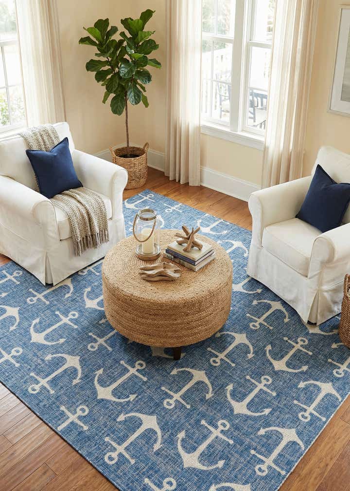 10' x 10' Easy-Clean Coastal Indoor / Outdoor Square Rug