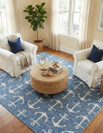10' x 10' Easy-Clean Coastal Indoor / Outdoor Square Rug