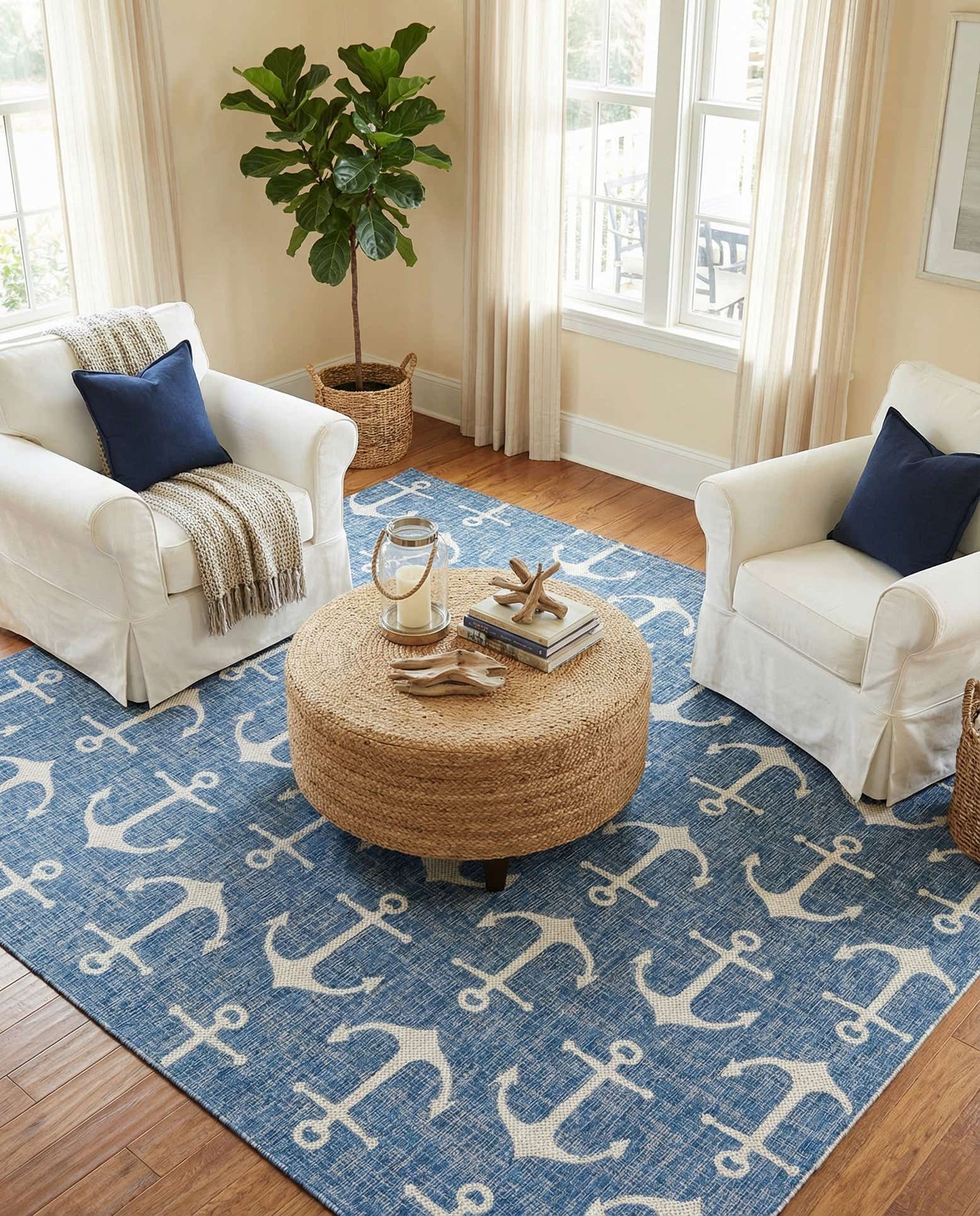 10' x 10' Easy-Clean Coastal Indoor / Outdoor Square Rug