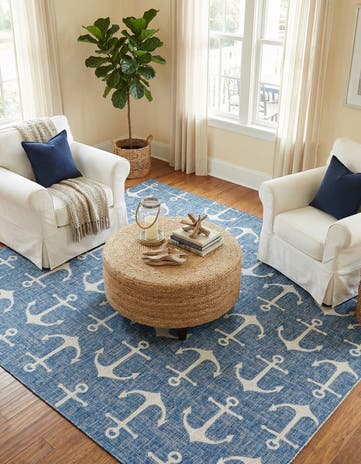 10' x 10' Easy-Clean Coastal Indoor / Outdoor Square Rug