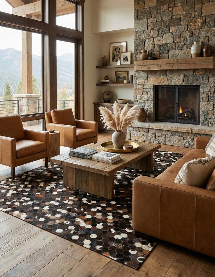 Detail image of 5' 1 x 7' 10 Cowhide Leather Rug