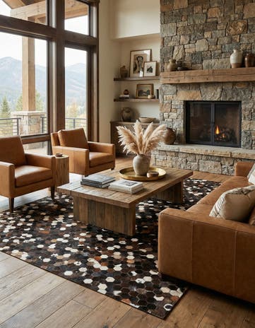 5' 1 x 7' 10 Cowhide Leather Rug