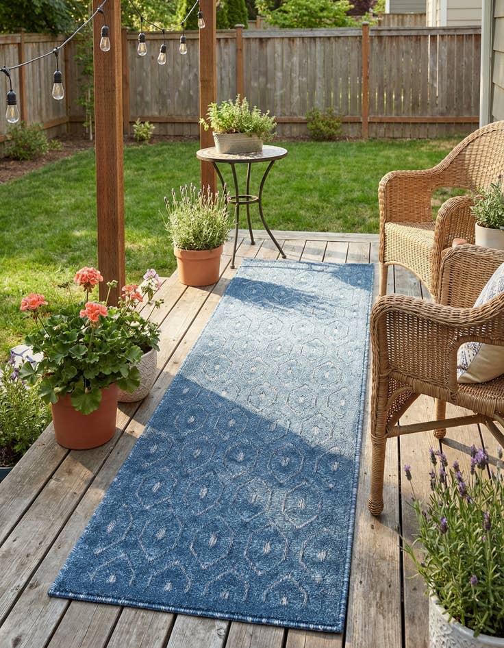 Detail image of 2' x 6' Easy-Clean Trellis Textured Indoor / Outdoor Runner Rug