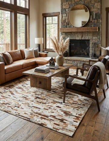 5' x 8' Cowhide Leather Rug